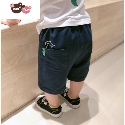 绿彩虹光2022夏季男孩宝宝卡通恐龙小童短裤薄款儿童裤子超洋气五分裤