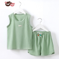 绿彩虹光儿童套装夏季薄款童装男童背心短袖裤子女童无袖衣服2件套运动服
