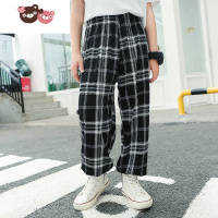 绿彩虹光儿童防蚊裤男童夏季日韩风格子抖抖裤女童宽松束脚灯笼长裤薄款22裤子