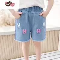 绿彩虹光女童牛仔短裤夏装2022新款洋气时髦外穿薄款儿童高腰夏季女孩热裤裤子