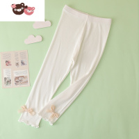 绿彩虹光女童打底裤夏季薄款儿童七分裤白色宝宝冰丝中裤莫代尔棉儿童裤子