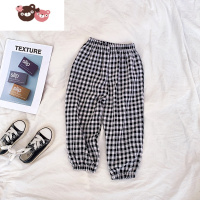 绿彩虹光优品格子布 儿童防蚊裤2022夏季百搭灯笼裤子男女童外穿防晒长裤