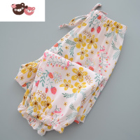 绿彩虹光夏季儿童棉绸灯笼裤小碎花薄款女童人造棉防蚊裤宝宝宽松空调睡裤 裤子