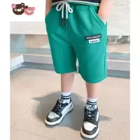 绿彩虹光2022夏季新款童裤儿童韩版休闲运动短裤男童潮范字母五分裤五分裤 裤子