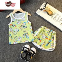 绿彩虹光儿童速干背心短裤两件套夏季透气男女宝宝夏装无袖篮球运动服套装 裤子