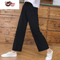 绿彩虹光女童裤子夏季儿童韩版宽松阔脚裤时尚洋气网红女孩大童休闲直筒裤