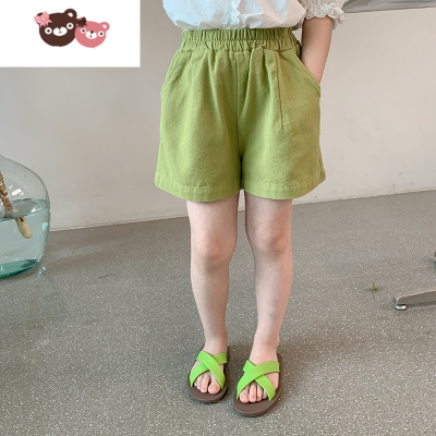 绿彩虹光儿童休闲短裤外穿夏季薄款运动裤女童裤子宝宝韩版热裤