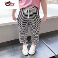 绿彩虹光女童裤子夏季2022新款薄款防蚊裤外穿宝宝九分洋气儿童装休闲夏装