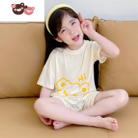 绿彩虹光儿童睡衣夏季短袖短裤冰丝莫代尔宝宝女孩薄款宽松家居服套装夏款 裤子
