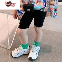 绿彩虹光女童夏装五分裤2022新款运动骑行中裤儿童宝宝百搭紧身打底裤 裤子