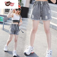 绿彩虹光女童短裤2022新款外穿韩版中大童夏季百搭洋气儿童薄款牛仔裤子潮