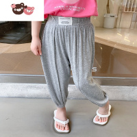绿彩虹光儿童冰丝防蚊裤夏季女童束脚裤子薄款童装宝宝夏装外穿休闲灯笼裤