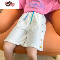 绿彩虹光女童裤子夏季薄款休闲中裤儿童夏装短裤外穿宽松运动五分裤