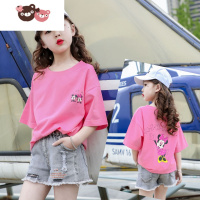 绿彩虹光女童套装2022新款夏装十岁小女孩洋气短裤儿童短袖时髦夏季两件套 裤子