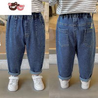 绿彩虹光板牙男童牛仔裤子春装春秋款婴儿童装宝宝休闲长裤小童洋气小童潮