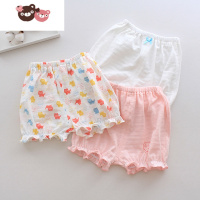 绿彩虹光3条装夏季女宝宝竹节棉儿童短裤薄款花边三分裤外穿灯笼裤 裤子