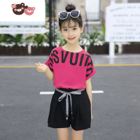 绿彩虹光女童夏装网红套装新款10岁女孩大童12洋气中童小学生衣服短袖短裤 裤子