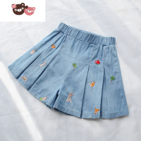 绿彩虹光女童水洗牛仔短裤儿童中大童刺绣短裙裤夏装新品薄款外穿热裤 裤子
