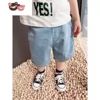 绿彩虹光巨洋气百搭~软软糯糯男童牛仔短裤2022夏季中小童宝宝裤子潮