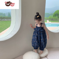 绿彩虹光洋气韩国童装女童夏款吊带裤可爱碎花抹胸灯笼防蚊裤宝宝连体裤 裤子