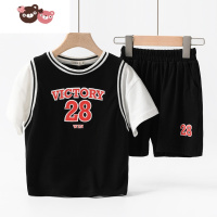 绿彩虹光儿童棒球服套装 男女童假两件短袖运动短裤 中大童山东网店 夏款 裤子