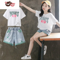 绿彩虹光女童夏装短袖休闲套装新款女衣服中大童女装胖女孩夏款短裤两件套 裤子