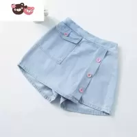 绿彩虹光女童牛仔裙裤春夏2022新款儿童短裤软夏装洋气大童女宝宝短裙薄款 裤子
