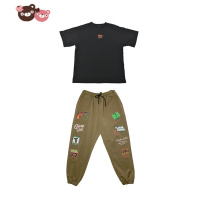 绿彩虹光习舞堂儿童习舞之人短袖嘻哈长裤街舞演出服hiphop男童套装表演服 裤子