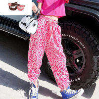 绿彩虹光女童裤子夏季薄款2022新款潮童炸街洋气女孩束脚裤儿童豹纹休闲裤