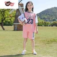 绿彩虹光女童运动套装夏装儿童夏季中大童装短袖短裤女孩两件套篮球服12岁 裤子