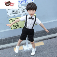 绿彩虹光儿童礼服六一表演夏季背带短袖短裤男童主持人演出服宝宝衬衫花童 裤子