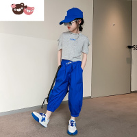 绿彩虹光女童夏装套装韩版洋气儿童工装裤夏季网红时髦中大童休闲时尚衣服 裤子