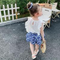 绿彩虹光女童套装2022夏装新款儿童洋气韩版女宝宝提花上衣+灯笼裤两件套 裤子