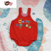 绿彩虹光miki春夏装儿童宝宝田鸡裤小熊字母男女宝背带裤短裤 裤子