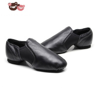 绿彩虹光儿童舞蹈鞋女软底练功鞋教师鞋夏季爵士舞鞋驼色芭蕾舞鞋羊皮