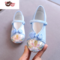 绿彩虹光儿童汉服鞋女童绣花鞋老北京布鞋宝宝唐装中国风表演出鞋舞蹈鞋子