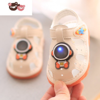 绿彩虹光婴儿凉鞋夏季女宝宝叫叫鞋防滑软底1岁学步鞋子幼儿男童包头带灯2