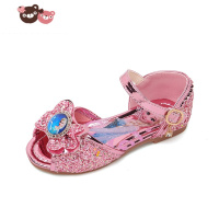 绿彩虹光女童凉鞋2022新款时尚宝宝公主鞋儿童夏季鞋小女孩爱莎水钻包跟鞋