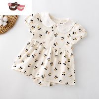 绿彩虹光ins婴儿哈衣裙21夏季女宝宝连体衣短袖韩版小樱桃幼儿包屁衣爬服3