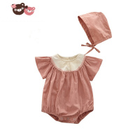 绿彩虹光女宝宝飞飞袖连体衣婴儿夏可爱哈衣超萌薄款三角爬服衣服夏季套装