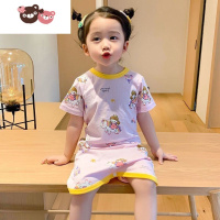 绿彩虹光女童睡裙夏季儿童薄款家居服婴儿宝宝连身衣女孩连体防踢护肚睡衣
