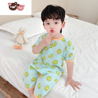 绿彩虹光宝宝睡衣男童夏季儿童连体衣小童纱布睡袋空调服一岁婴儿连身衣服