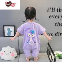 绿彩虹光儿童睡裙夏季薄款男女宝宝短袖家居服公主空调服婴儿连体睡衣连身衣