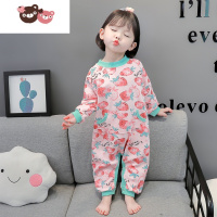 绿彩虹光宝宝爬服春秋款女童家居服婴儿连身衣服儿童连体睡衣防踢睡袋