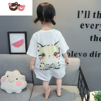 绿彩虹光宝宝睡裙夏季薄款小女孩儿童透气纱布睡衣女童防踢连体空调服连身衣