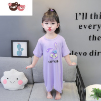 绿彩虹光女宝宝睡裙婴儿夏季短袖连体睡衣薄款儿童家居公主卡通空调服连身衣