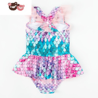 绿彩虹光女童泳衣2021年新款宝宝游泳衣儿童可爱美人鱼裙子连体小公主泳装连身衣