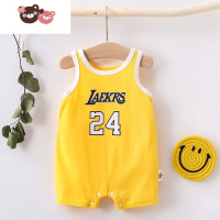 绿彩虹光婴儿连体衣夏季无袖背心哈衣网红宝宝衣服夏0一3月新生洋气篮球服