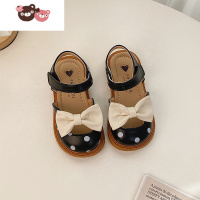 绿彩虹光女童凉鞋2022新款夏季中小童宝宝软底休闲包头公主鞋儿童镂空皮鞋