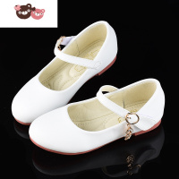 绿彩虹光女童单鞋春秋公主鞋四季软底舞蹈皮鞋儿童走秀演出礼服鞋白色